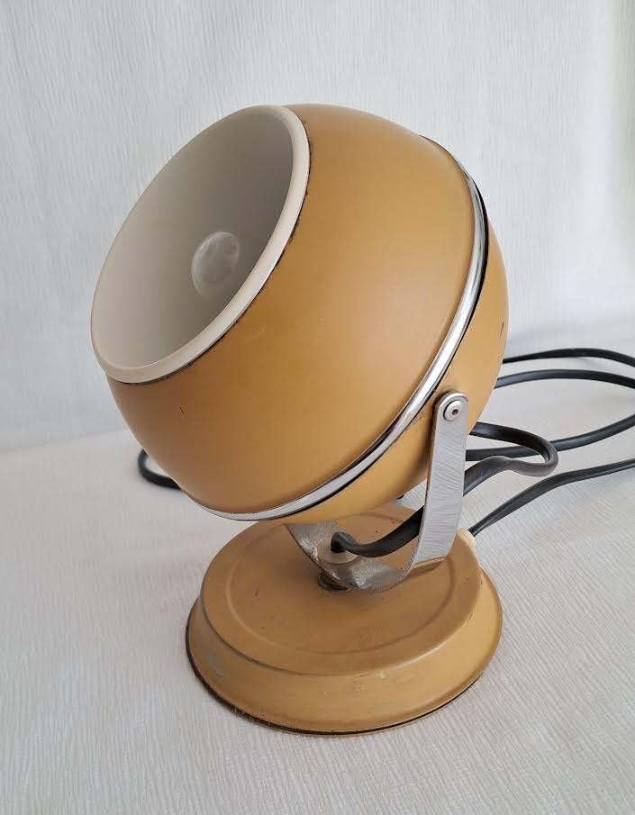 Vintage Space Age Eyeball Tafellamp okergeel jaren 70, Ophalen of Verzenden, Huis en Inrichting