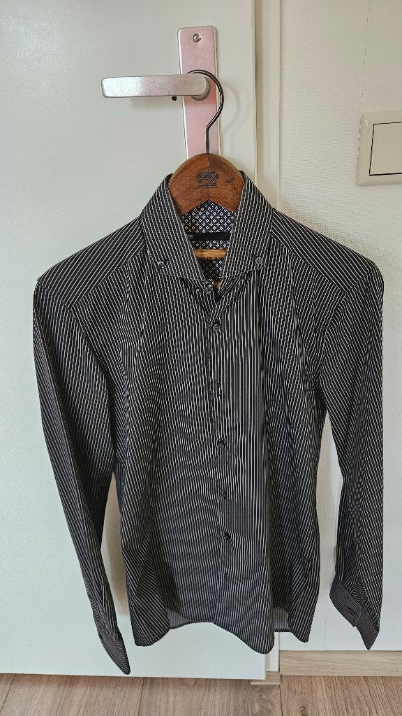 Gestreepte blouse, Kleding | Heren, Overhemden, Ophalen of Verzenden, Zo goed als nieuw, Zwart, Halswijdte 38 (S) of kleiner