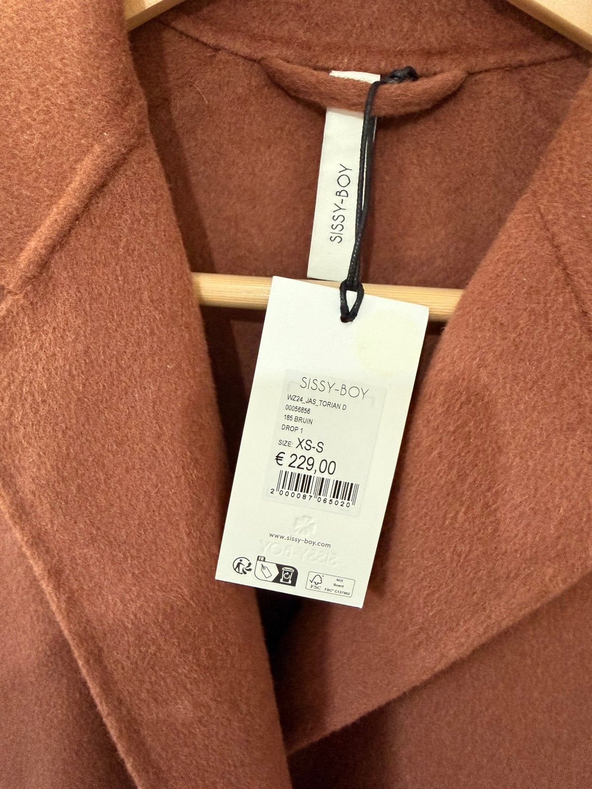Nieuw Sissy Boy jas mantel najaar bruin XS/S (valt ruim), Ophalen of Verzenden, Nieuw, Maat 36 (S), Bruin