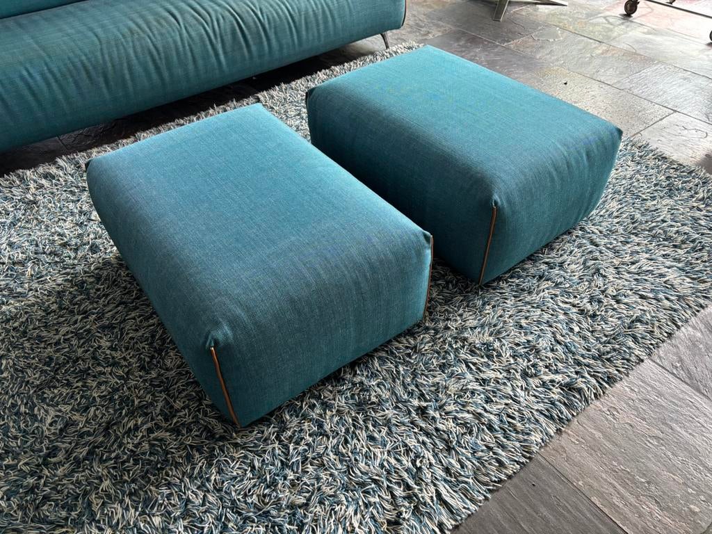 2x Leolux Oscar poef, Gebruikt, 50 tot 75 cm, Ophalen of Verzenden, Rechthoekig