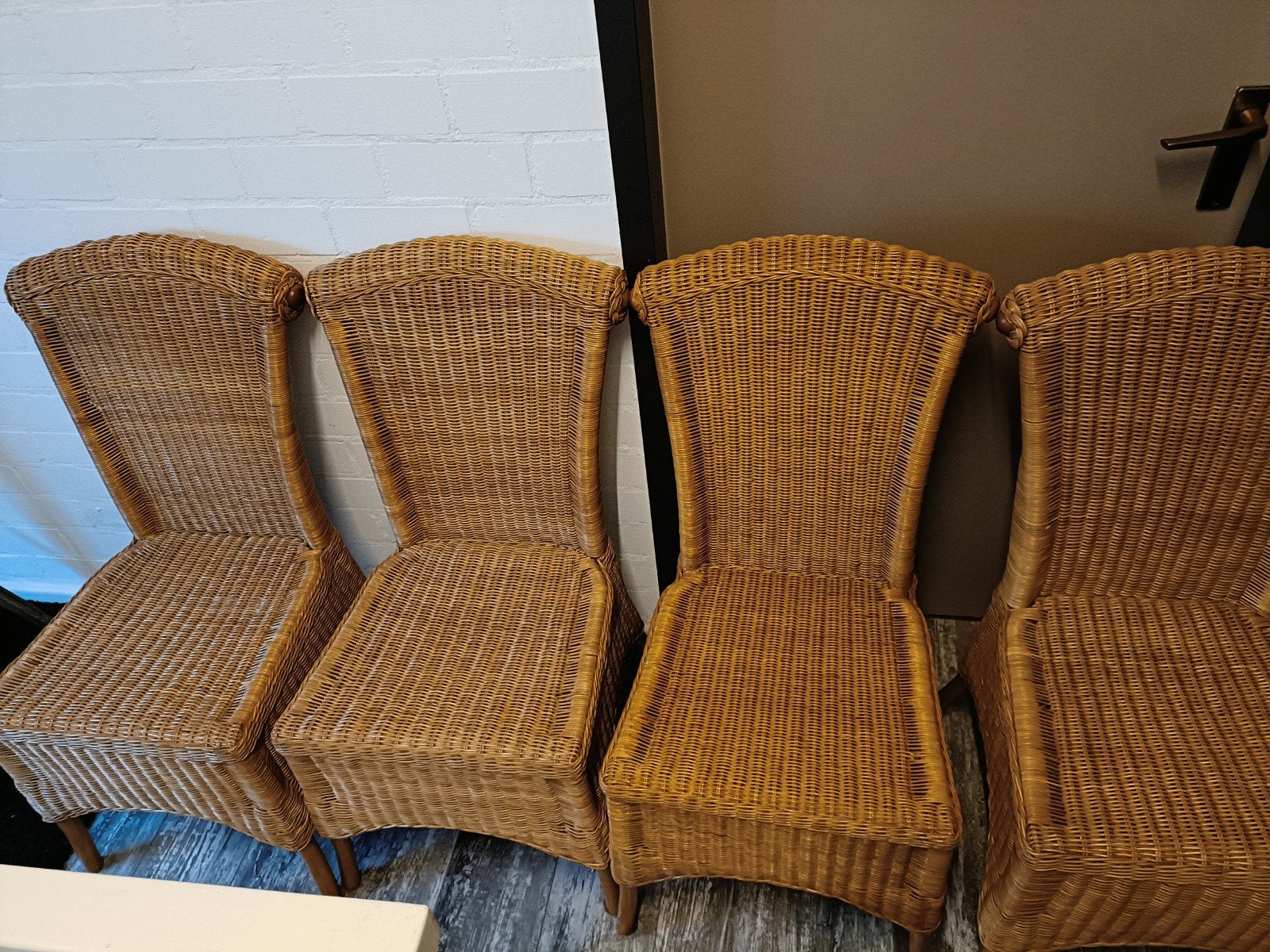 Set van 4 rotan stoelen - Gebruikt, Ophalen, Gebruikt, Bruin, Riet of Rotan