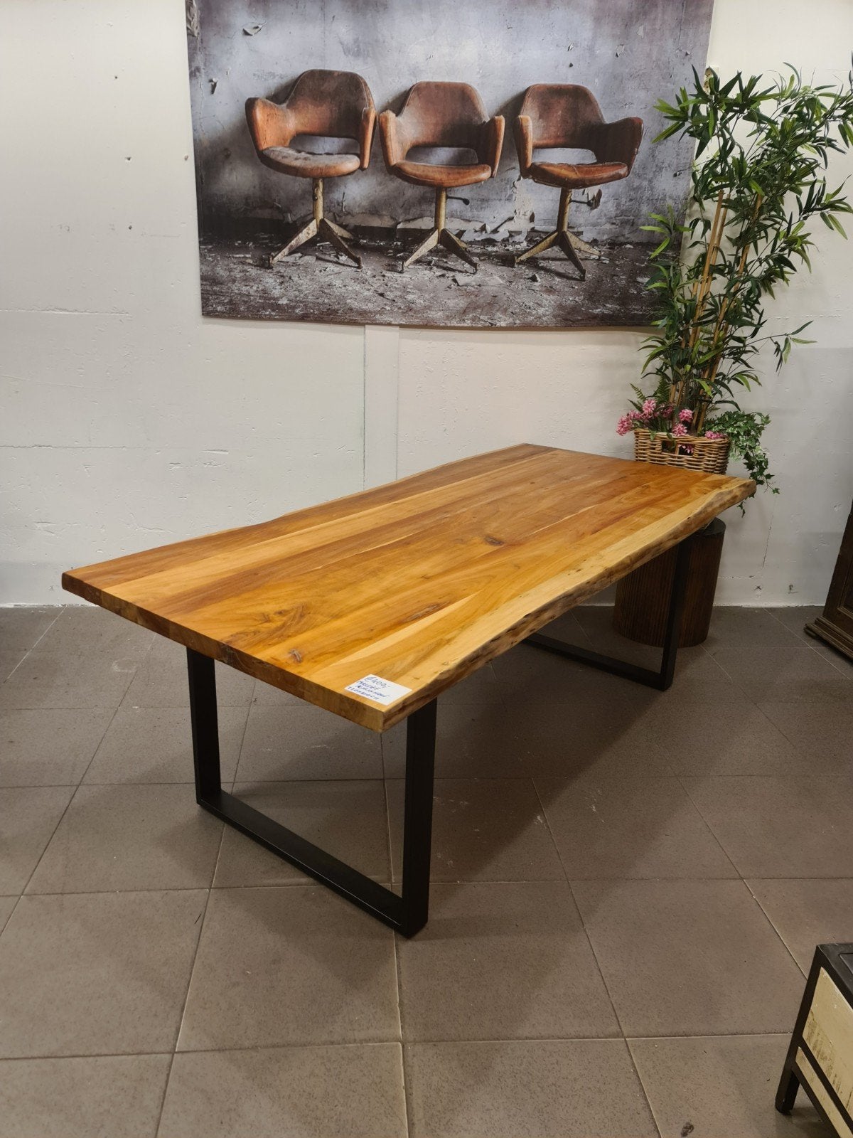 nieuwe eettafel 220x100cm massief acaciahout upoot €375, Ophalen, Hout, ., Nieuw