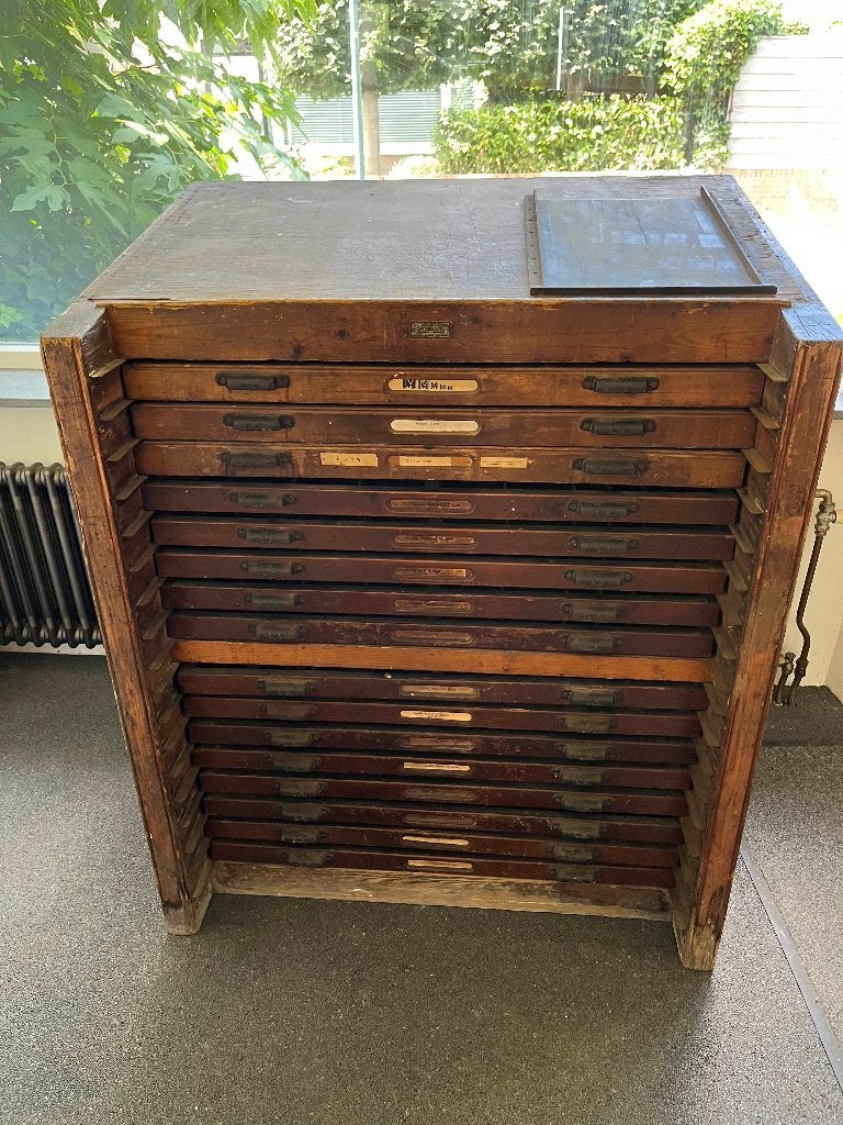 Zetbok, drukkerskast, kralenkast, Antiek en Kunst, Ophalen