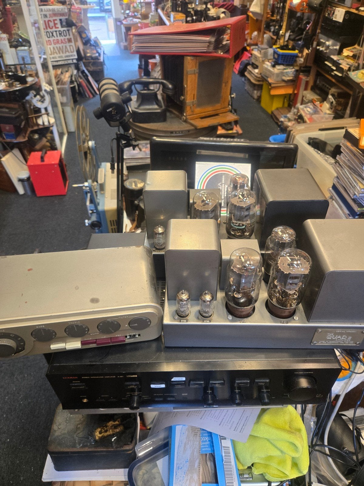 quad II tube amplifier 2x monoblok en quad 22 control unit, Ophalen of Verzenden, Minder dan 60 watt, Overige merken