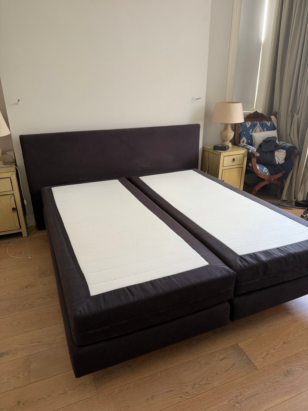 180x200 Boxspring Norma Entrada / IKEA TROMDALEN topper, Ophalen, Gebruikt, Blauw, Tweepersoons