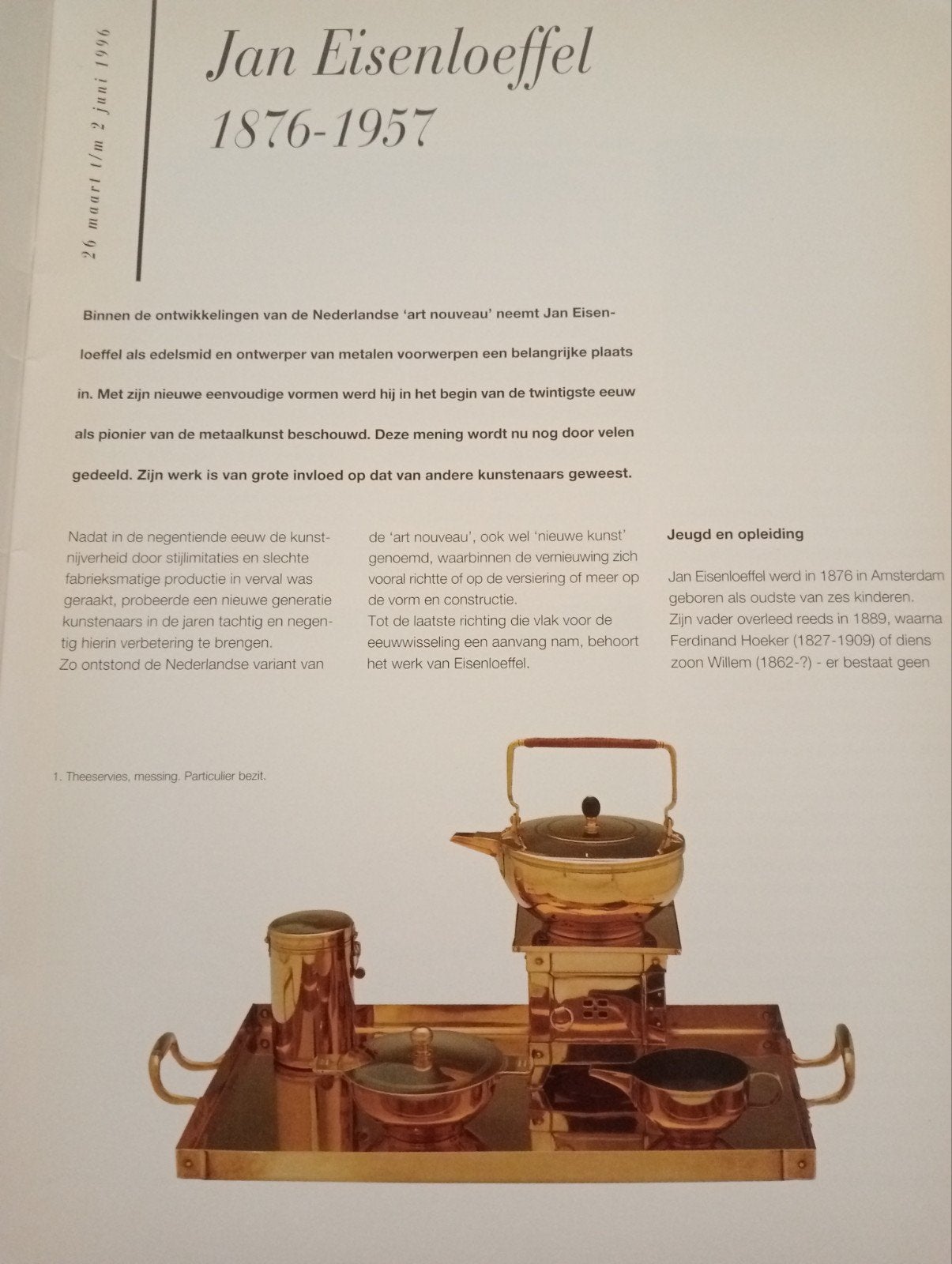 Art Nouveau ontwerper Jan Eisenloeffel Singer Museum Laren, Ophalen of Verzenden