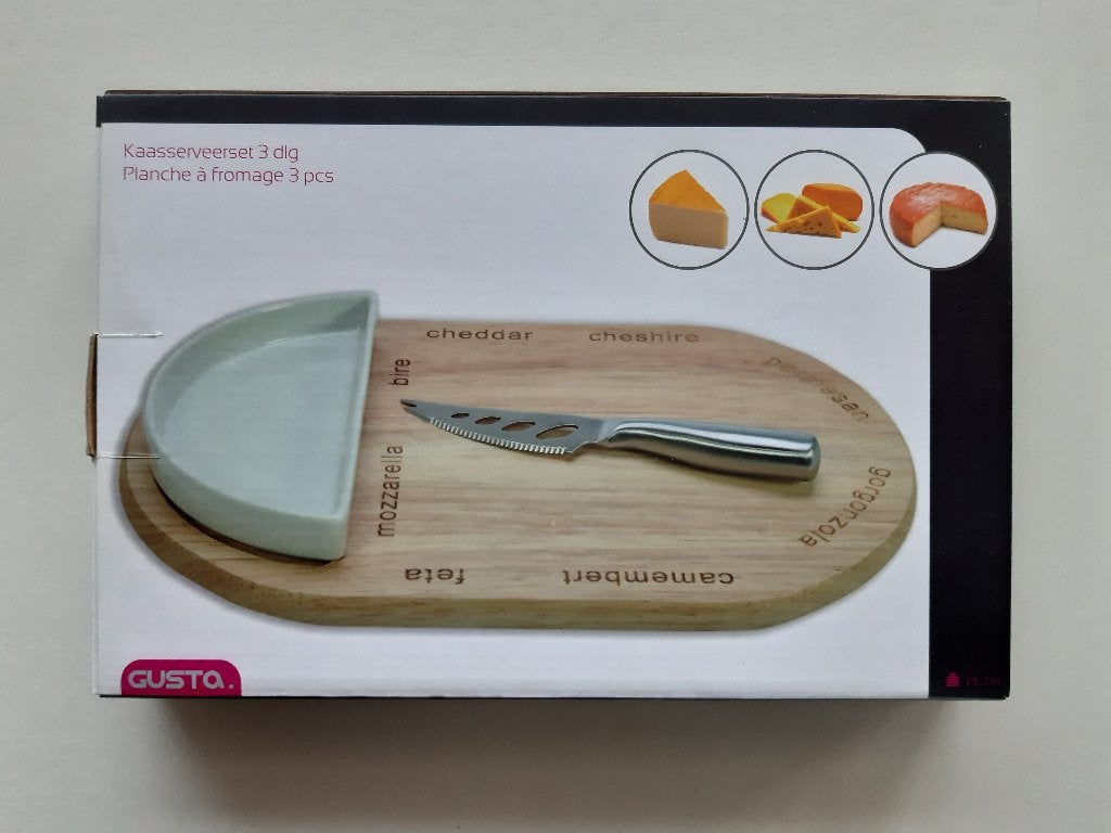GUSTA kaas serveerset 3-delig (nieuw), Snij-/serveerplank, Ophalen of Verzenden, Nieuw, Gusta