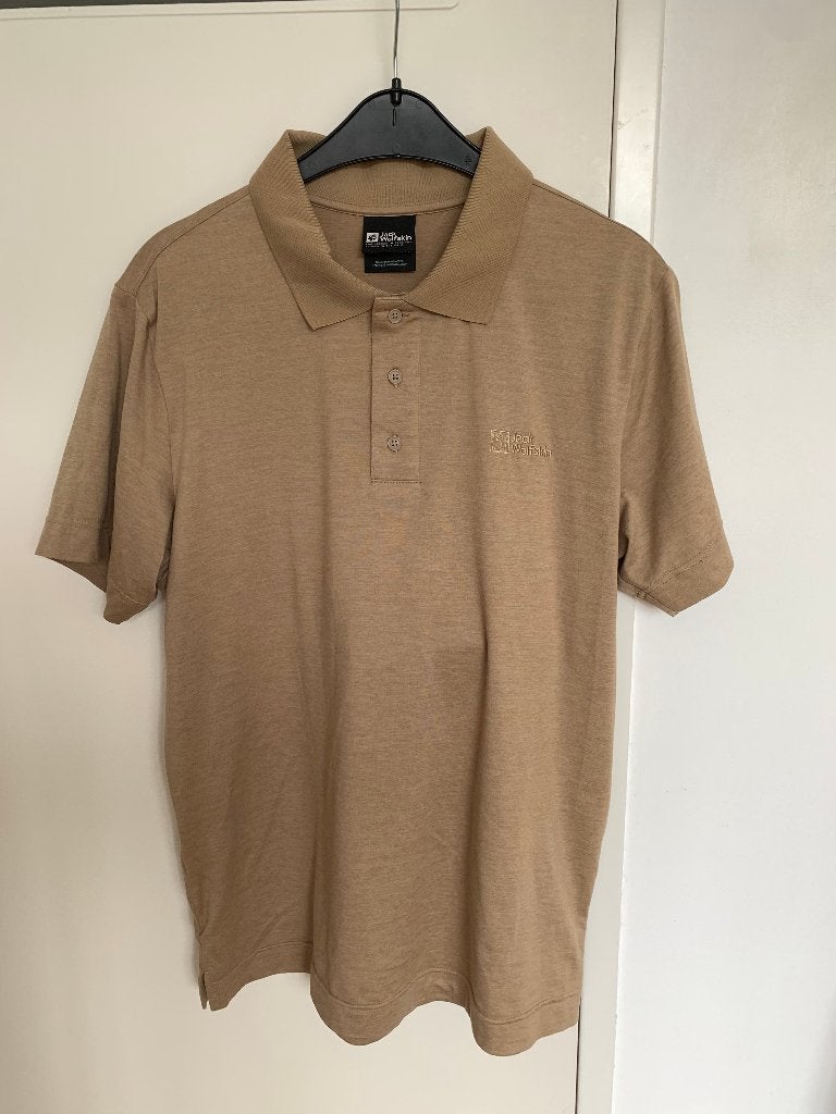 Heel mooi heren shirt Jack Wolfskin poloshirt maat M, Maat 48/50 (M), Beige, Ophalen of Verzenden, Zo goed als nieuw