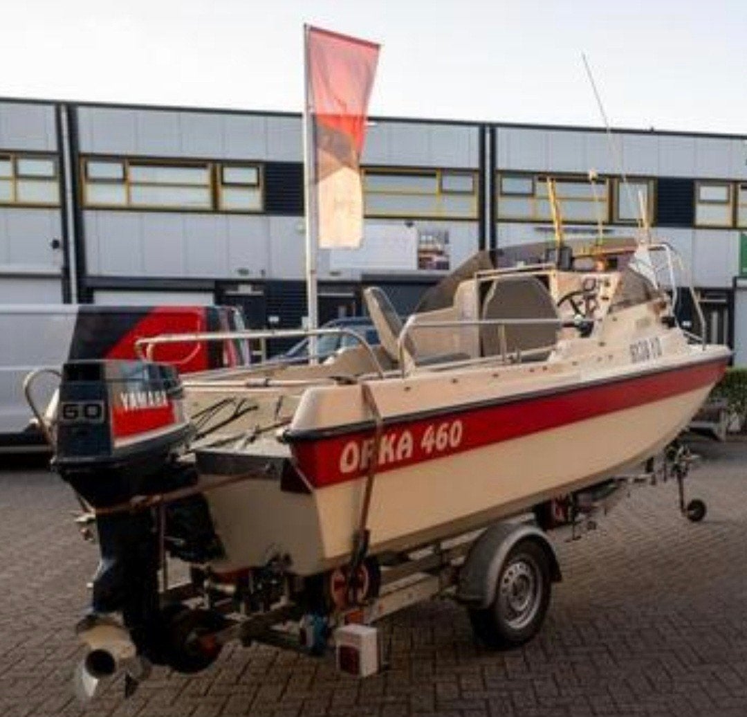 Orca 460 Vissersboot met Trailer en 60pk Ya, Overige merken, Dieptemeter, Gebruikt, Buitenboordmotor