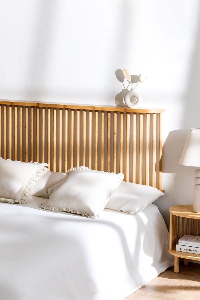 Bamboe Hoofdbord voor bed 150cm Connery - Sklum, Ophalen, Bruin, 160 cm, Hout