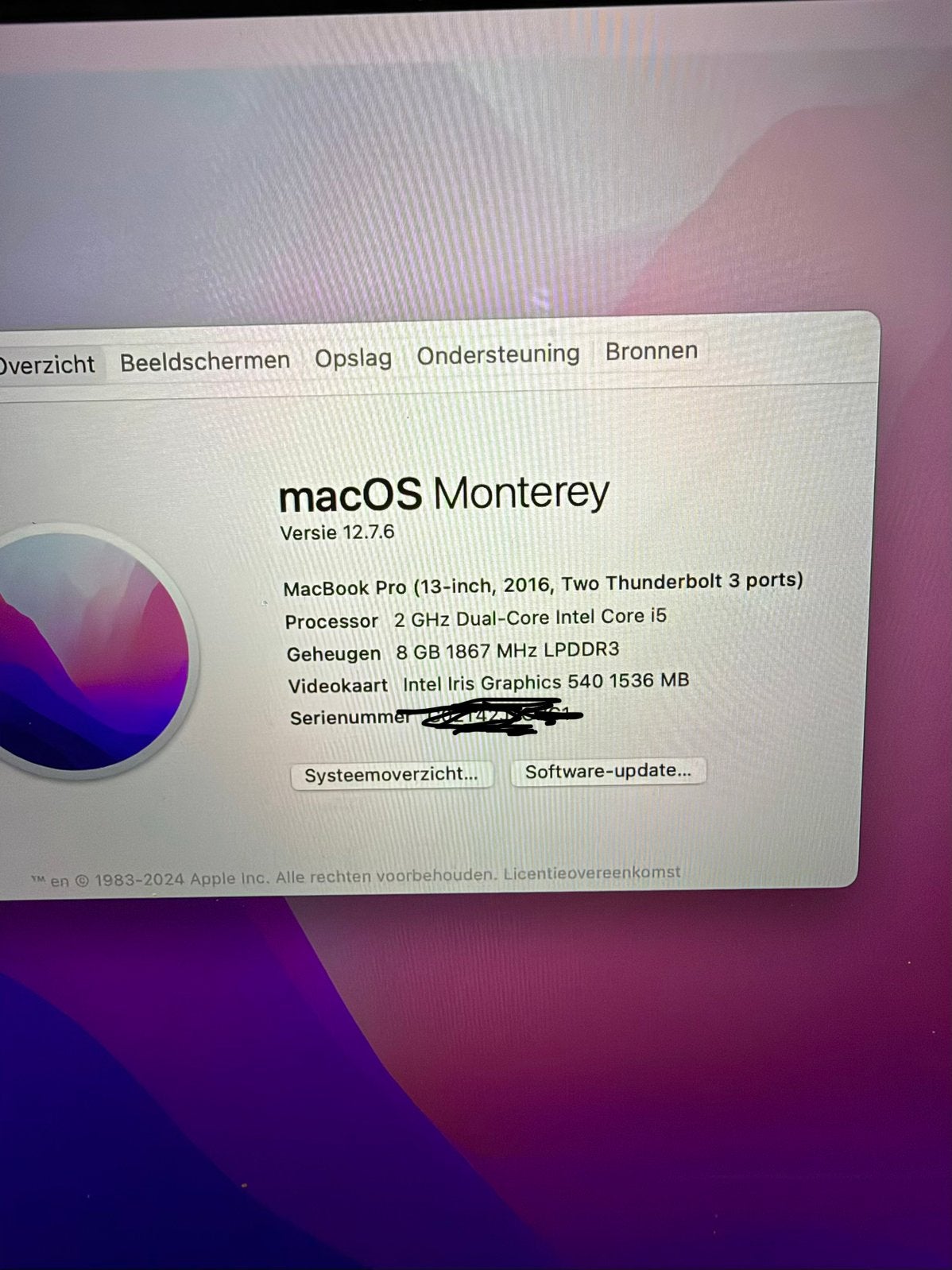 MacBook pro 2016, Computers en Software, Apple Desktops, Ophalen, Zo goed als nieuw, Mac Pro, 2 tot 3 Ghz