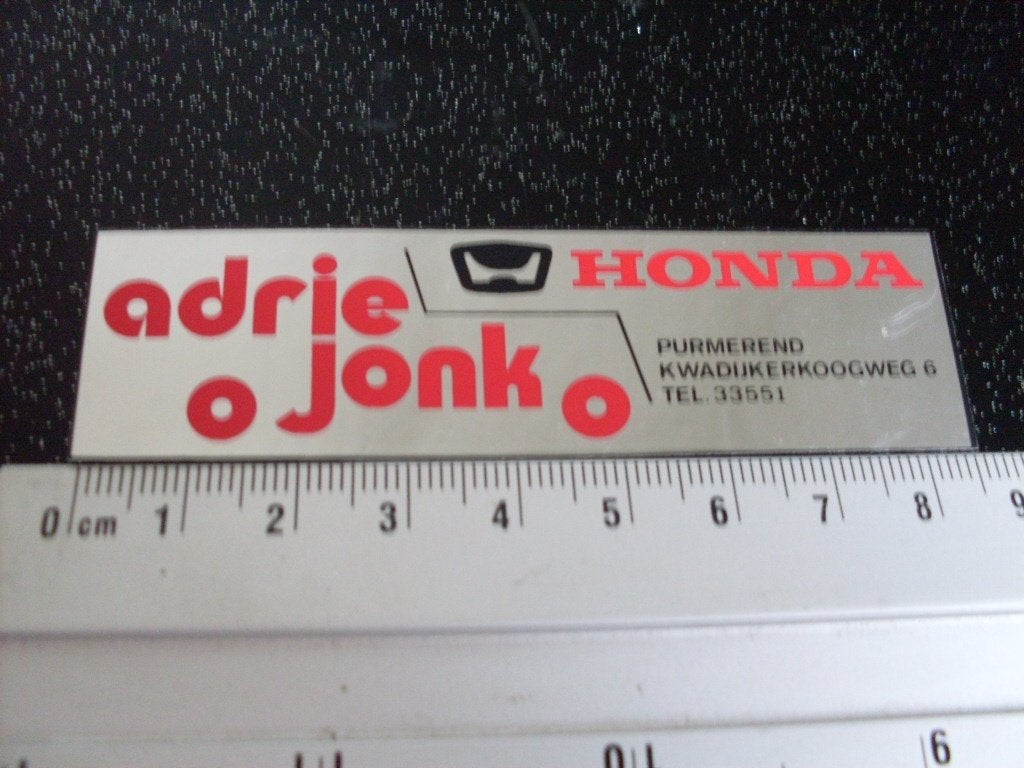 folie sticker Adrie Jonk purmerend honda logo, Verzenden, Zo goed als nieuw, Bedrijf of Vereniging