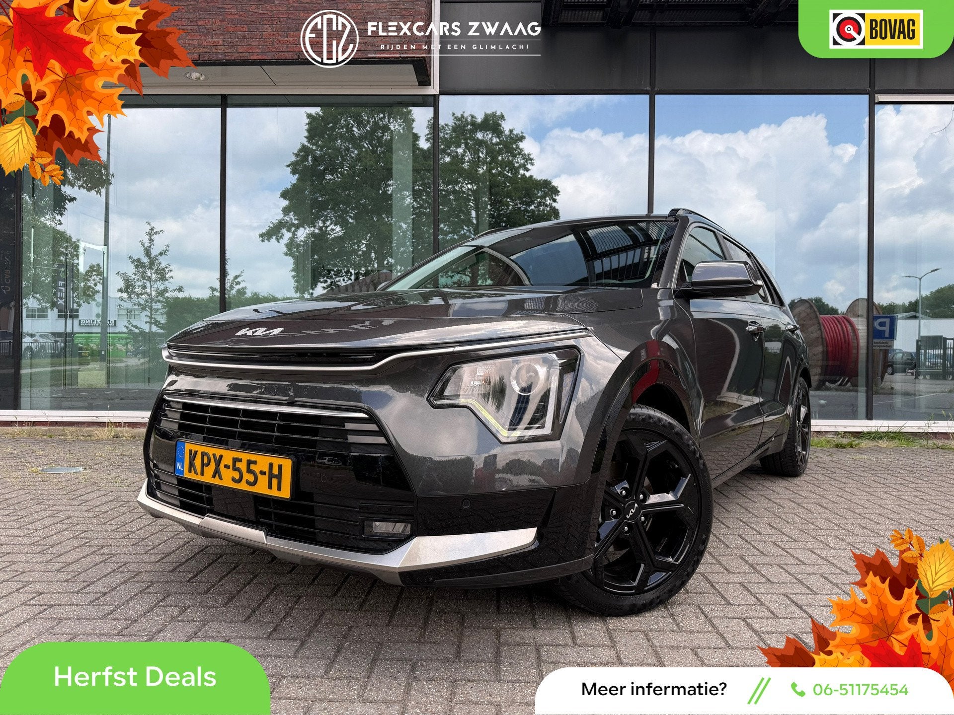 Kia NIRO 1.6 GDi Hybrid DynamicPlusLine - Navi - Climate - C, Auto's, Gebruikt, Leder en Stof, 23 km/l, Bedrijf