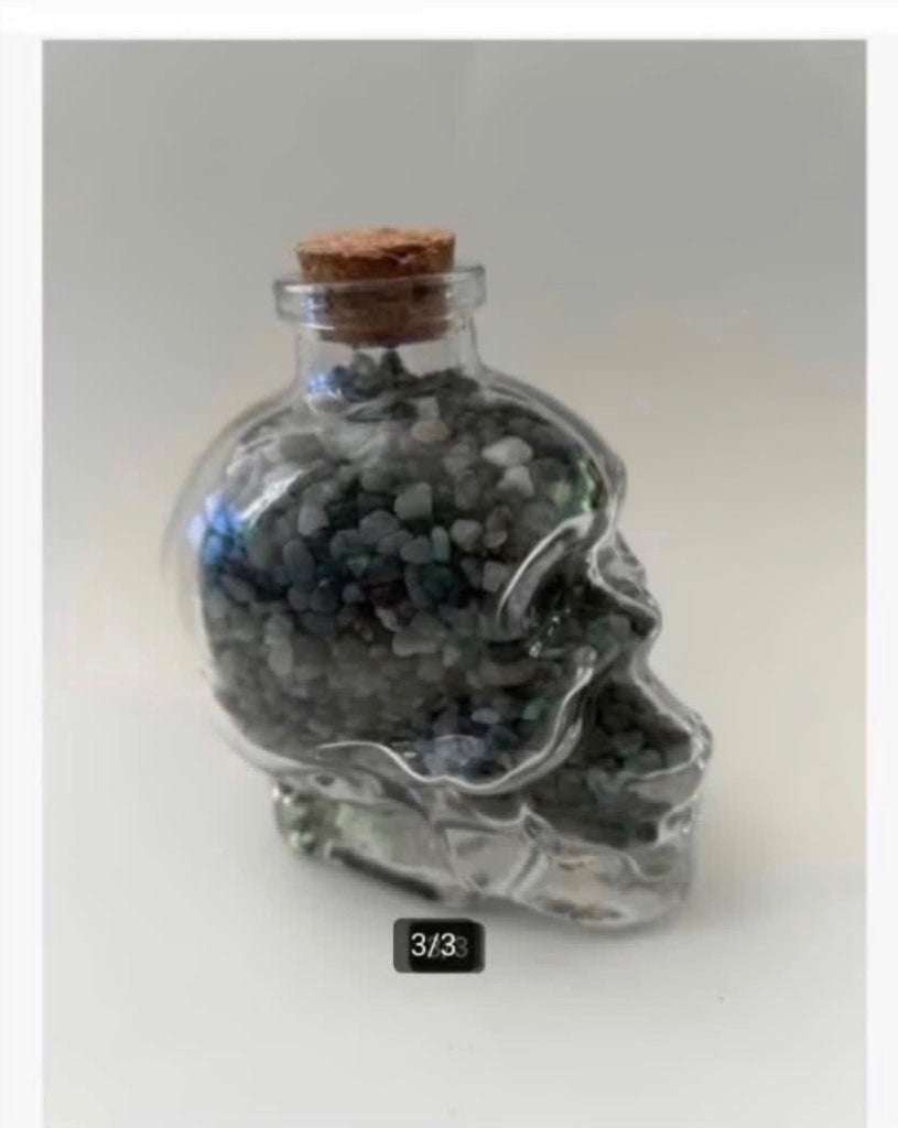 Glazen hoofd Scull Schedel met Smaragd edelsteentjes, Nieuw, Ophalen of Verzenden, X, X