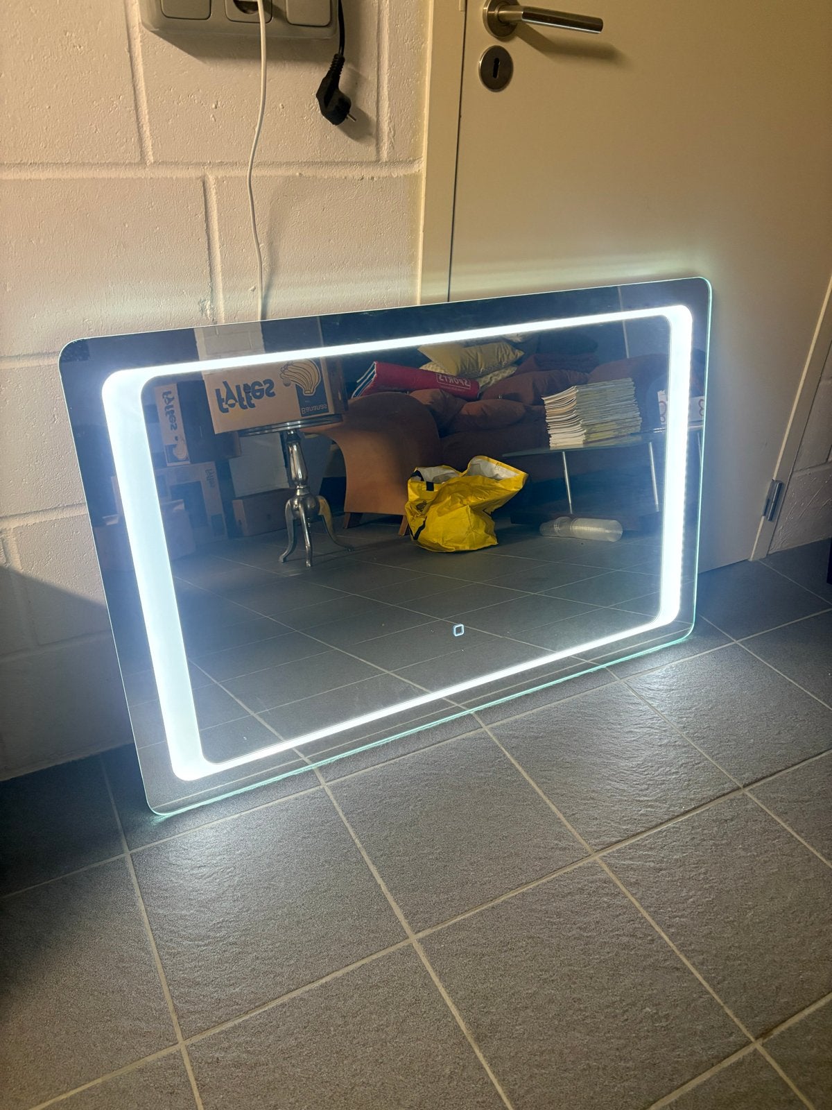 Grote spiegel met verlichting, Huis en Inrichting, Ophalen, 100 tot 150 cm, Zo goed als nieuw, 100 tot 125 cm