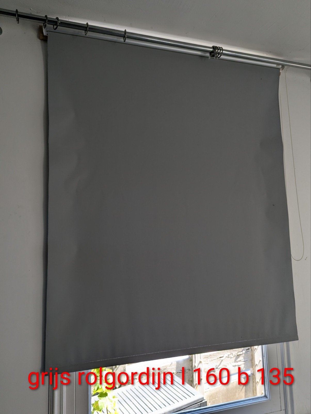 Te koop: Rolgordijn kleur grijs. L160 B135, Ophalen, Gebruikt, 135 cm, Grijs