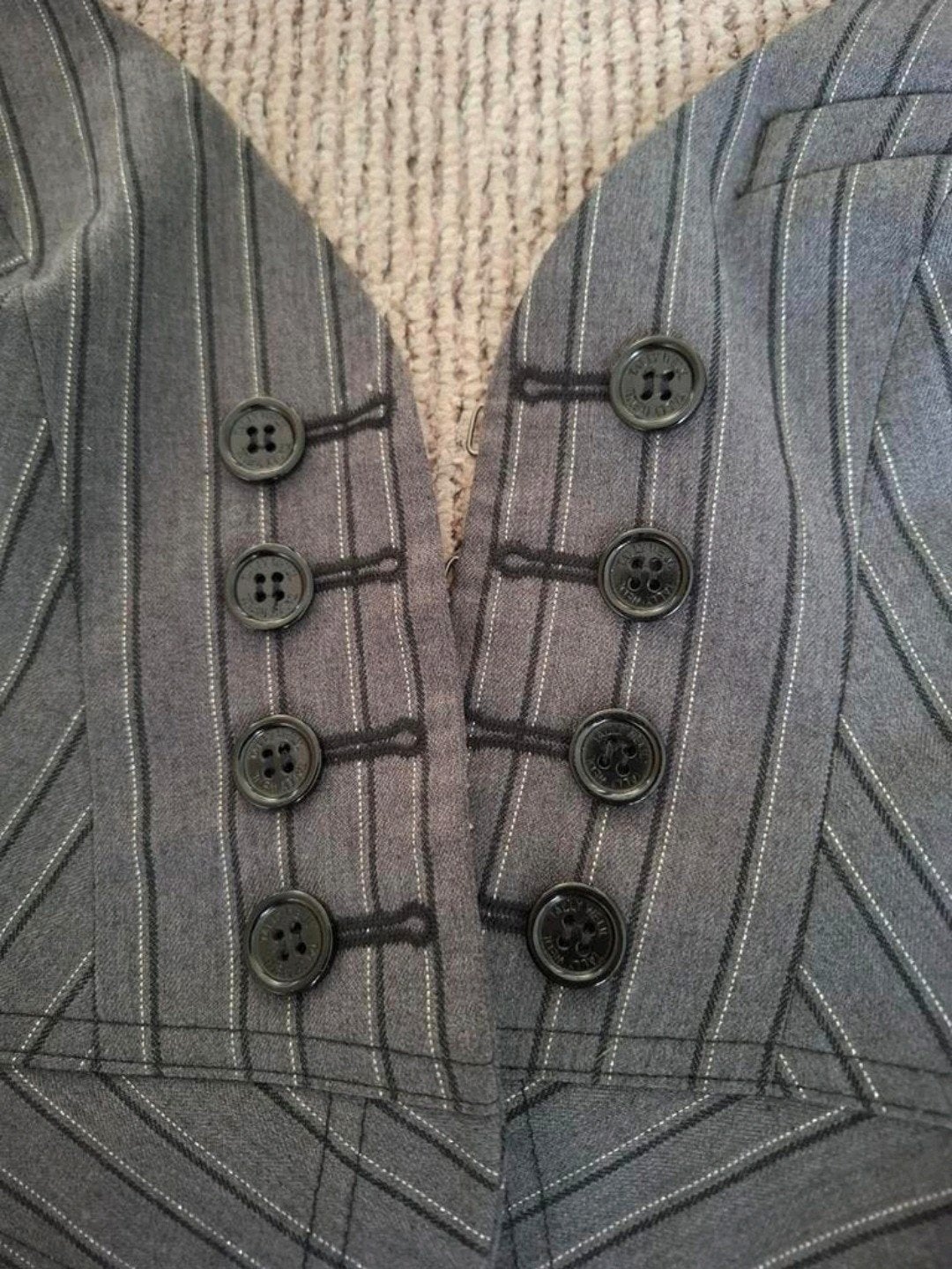 Tally Weijl Haltertop/Gilet Grijs Krijtstreep Maat S/36, Tally Weijl, Ophalen of Verzenden, Grijs, Gedragen
