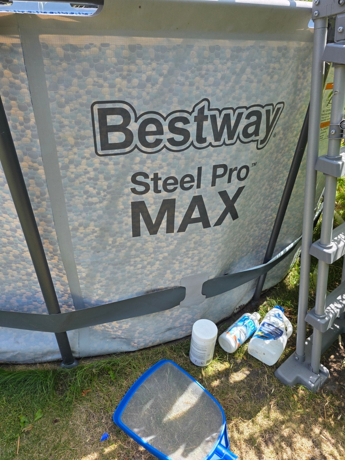 Bestway Steel Pro MAX Opzetzwembad met pomp, Tuin en Terras, Gebruikt, Rond, 300 cm of meer, Opzetzwembad