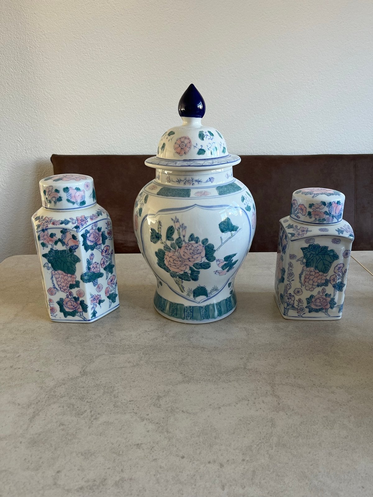 Set van 3 Chinese vazen/potten met bloemmotief, Ophalen of Verzenden