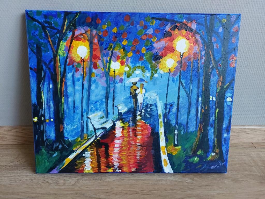Art Regen acrylverf op linnen, Ophalen of Verzenden