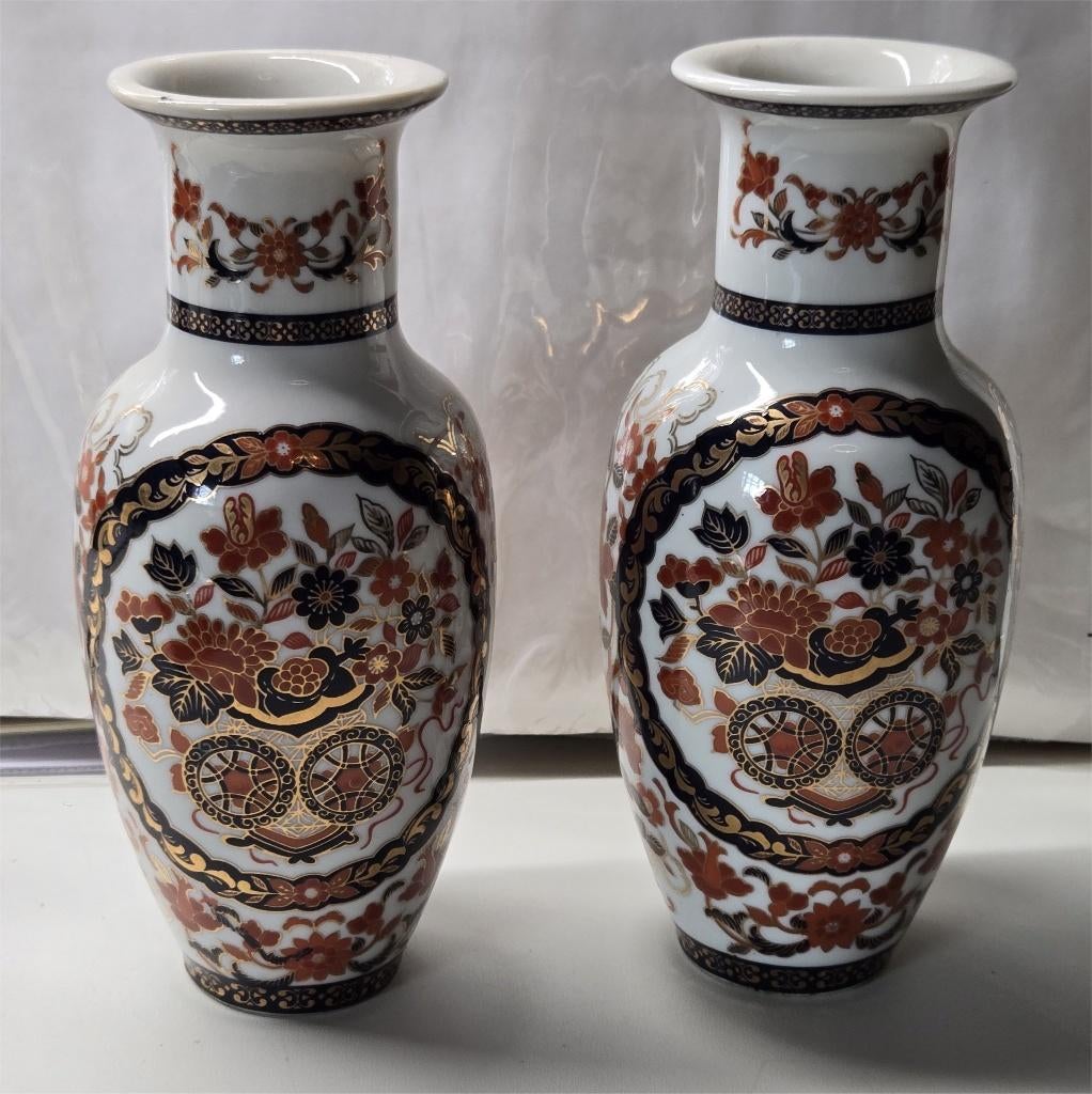2 vaasjes Goud Kabuki 18 cm, Ophalen of Verzenden, Zo goed als nieuw, Overige kleuren, Overige materialen