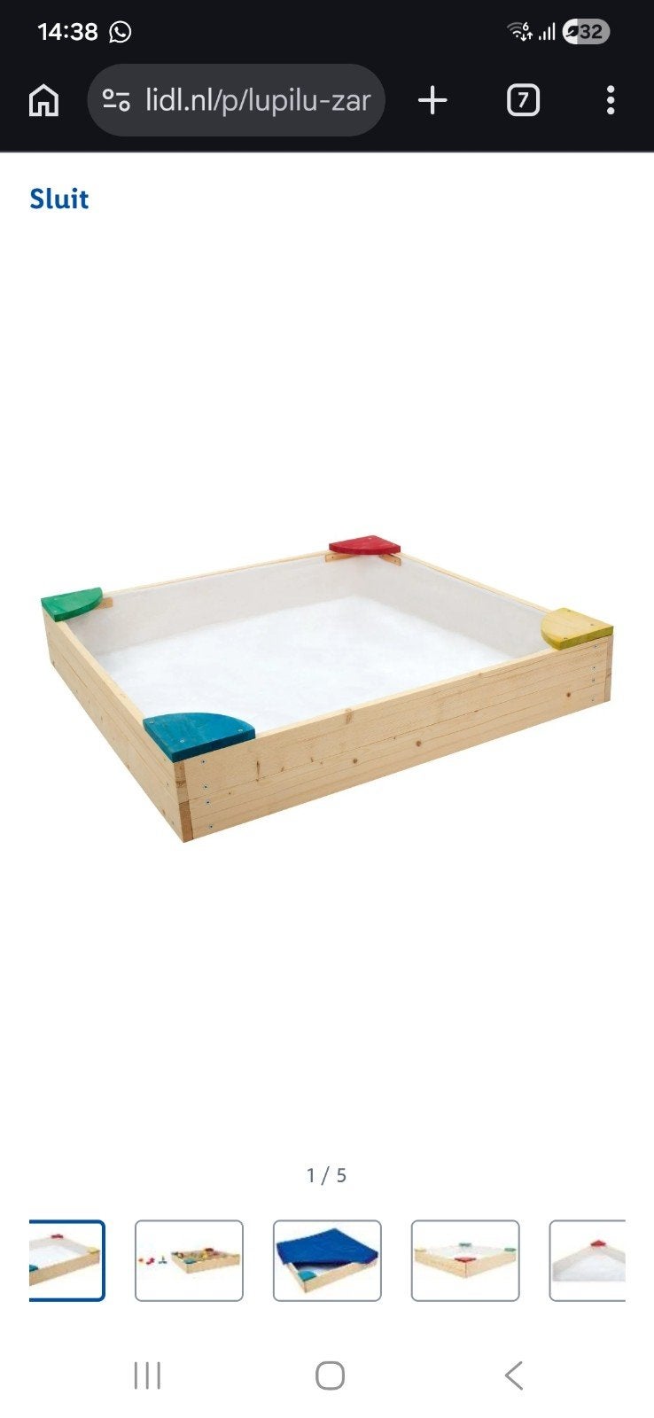 Nieuwe zandbak van hout - 90x90x16 cm, Ophalen, Nieuw