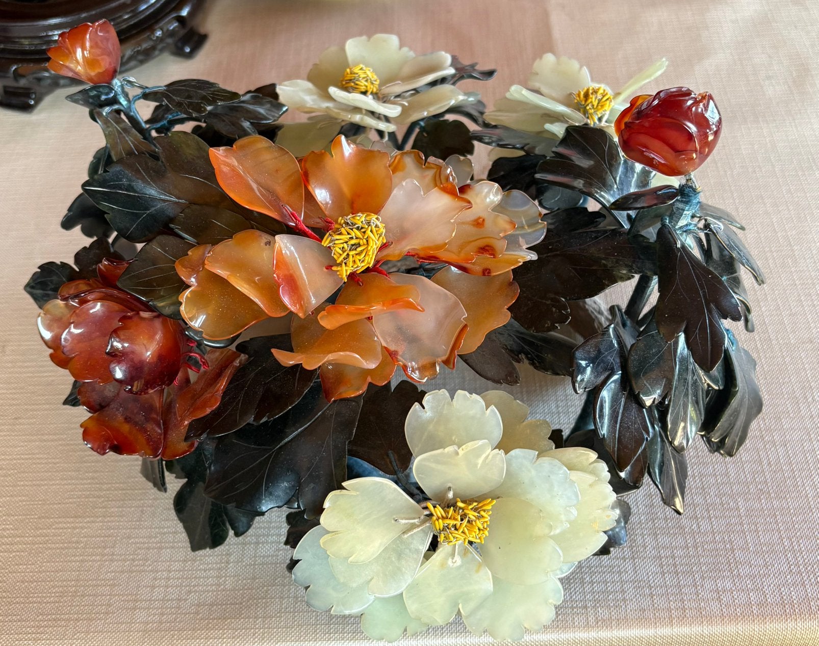 Groot Chinees Jingfa Cloisonné Hardstone Bloemstuk, Antiek en Kunst, Ophalen of Verzenden