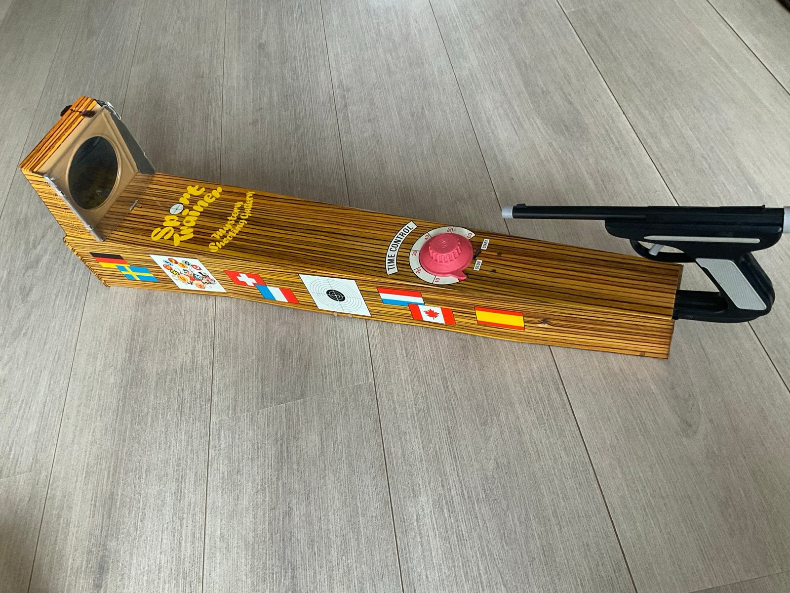 Vintage Sport Trainer Schietspel met Timer Pistool 60 jaren, Ophalen of Verzenden, Zo goed als nieuw, Jongen of Meisje