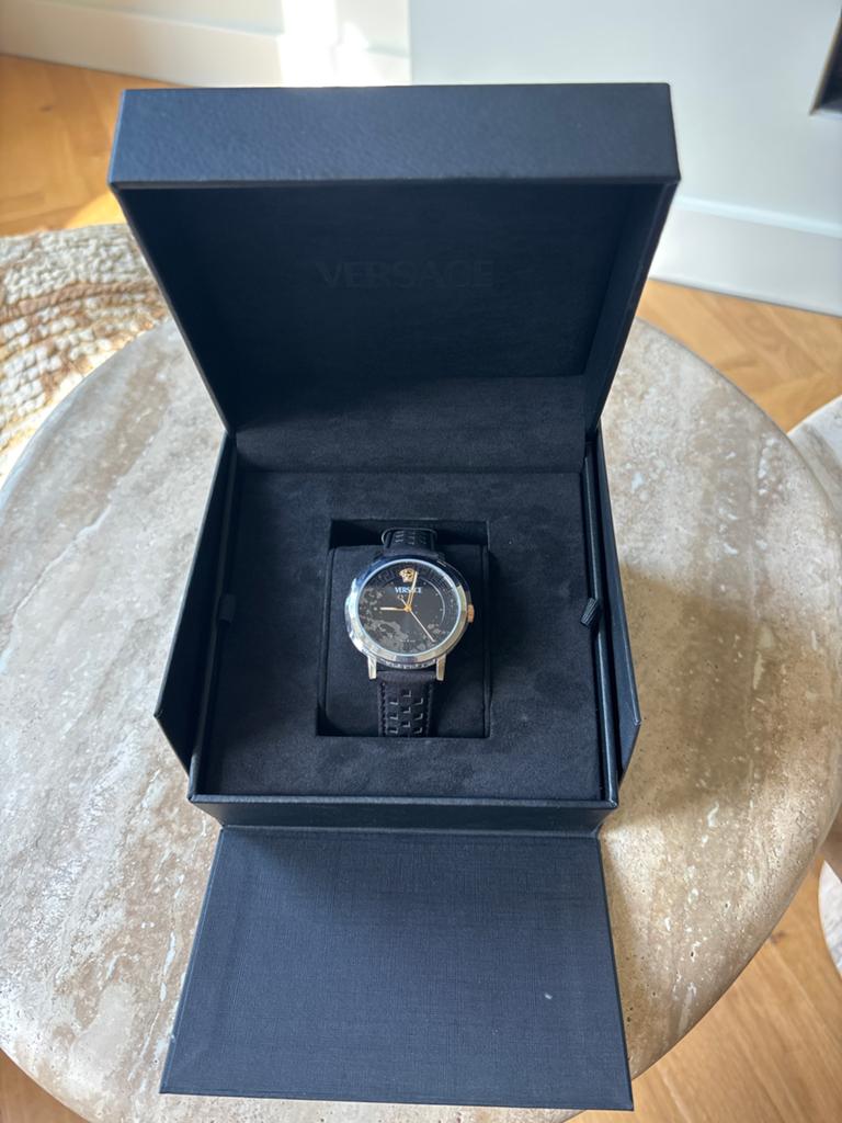 Versace Albireo horloge met echtheidscertificaat, Leer, Staal, Polshorloge, Nieuw