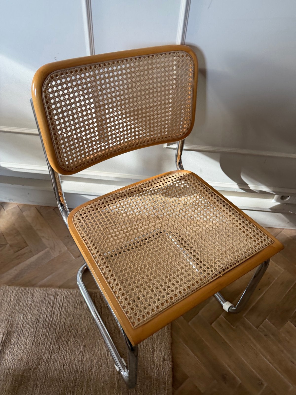 Vintage rotan stoel met chromen frame, Ophalen
