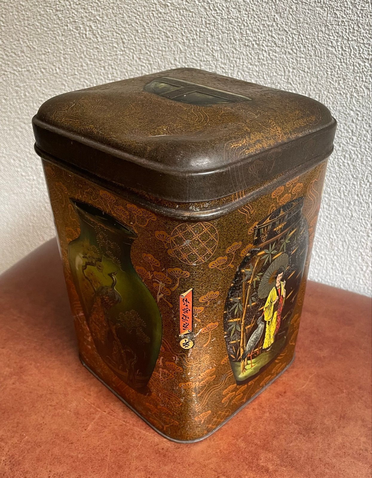 Antiek voorraadblik met mooie decoraties, Wed. J. Bekkers, Ophalen of Verzenden, Gebruikt, Overige