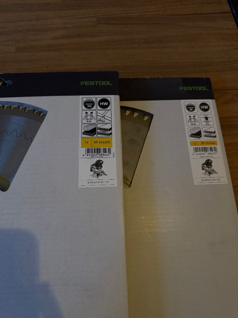 Set zaagbladen festool kapex KS88/120 wood fine cut W60&80, Ophalen of Verzenden, Nieuw