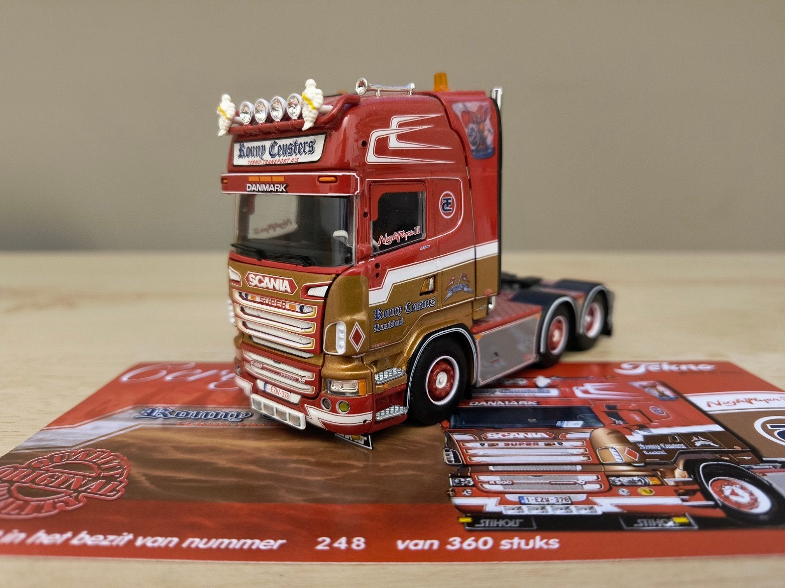 Tekno Scania Ronny Ceusters, Hobby en Vrije tijd, Modelauto's | 1:50, Ophalen of Verzenden, Zo goed als nieuw, Bus of Vrachtwagen