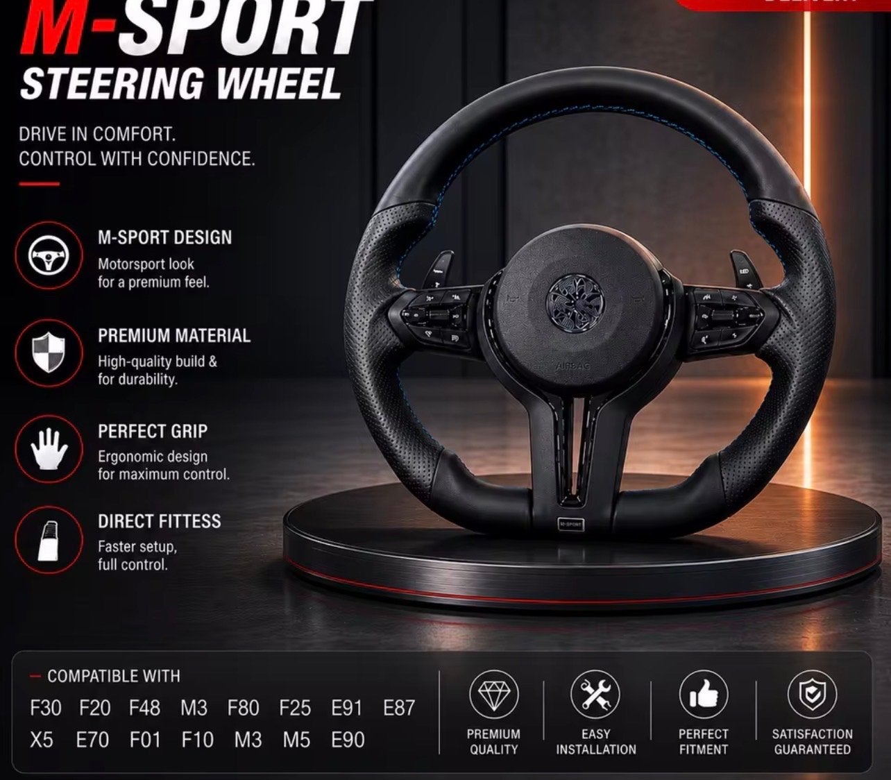BMW M-Sport Stuurwiel - Nieuwstaat met schakelpaddles, Ophalen of Verzenden, Nieuw, BMW