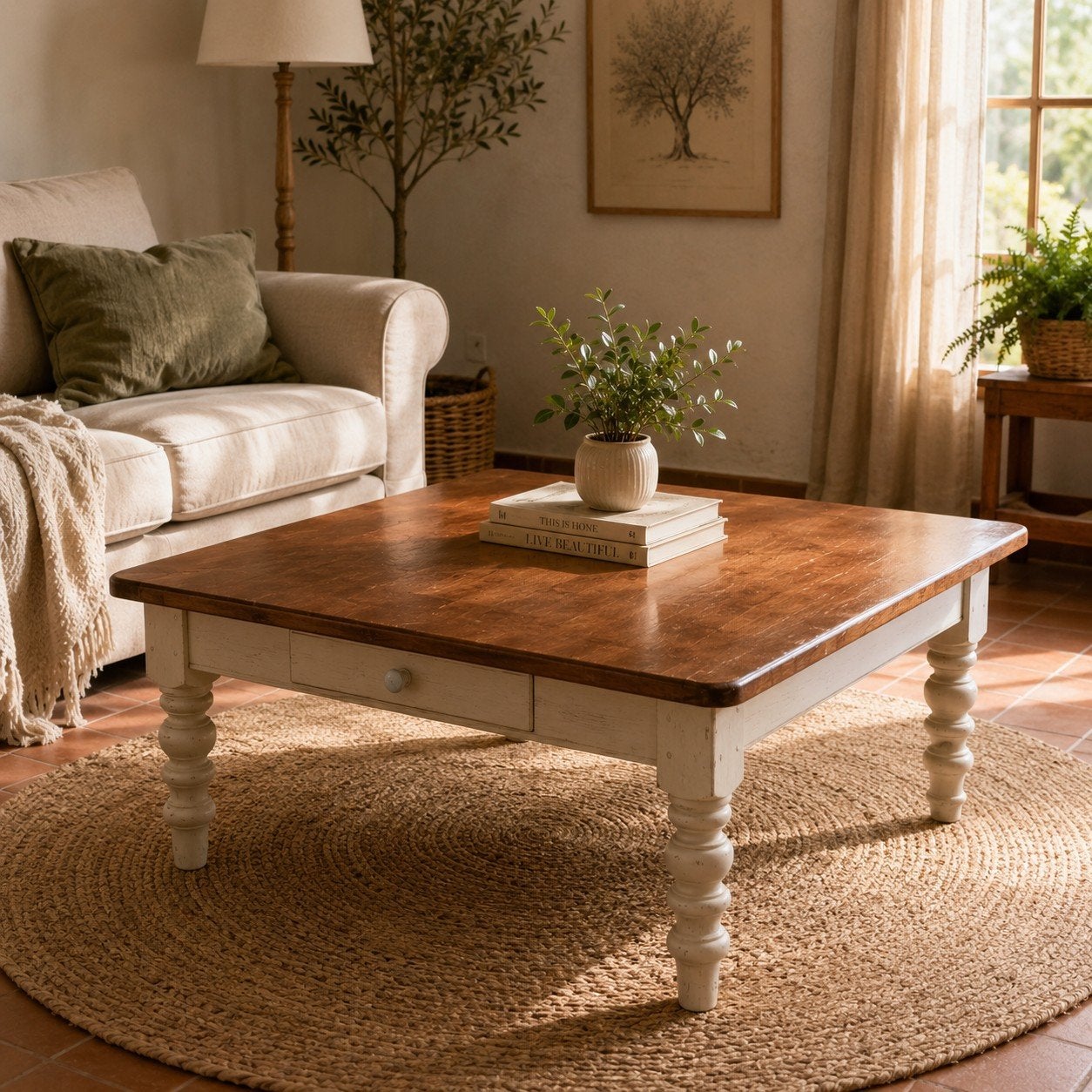 Salontafel met lade, 100x100x47 cm - opknapper, Huis en Inrichting, Gebruikt, 50 tot 100 cm, Vierkant, Overige houtsoorten