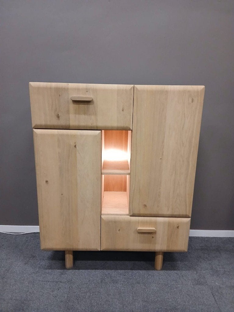 Opbergkast Forma B110xH140xD42cm, Eikenhout, 100 tot 150 cm, Nieuw, Scandinavisch