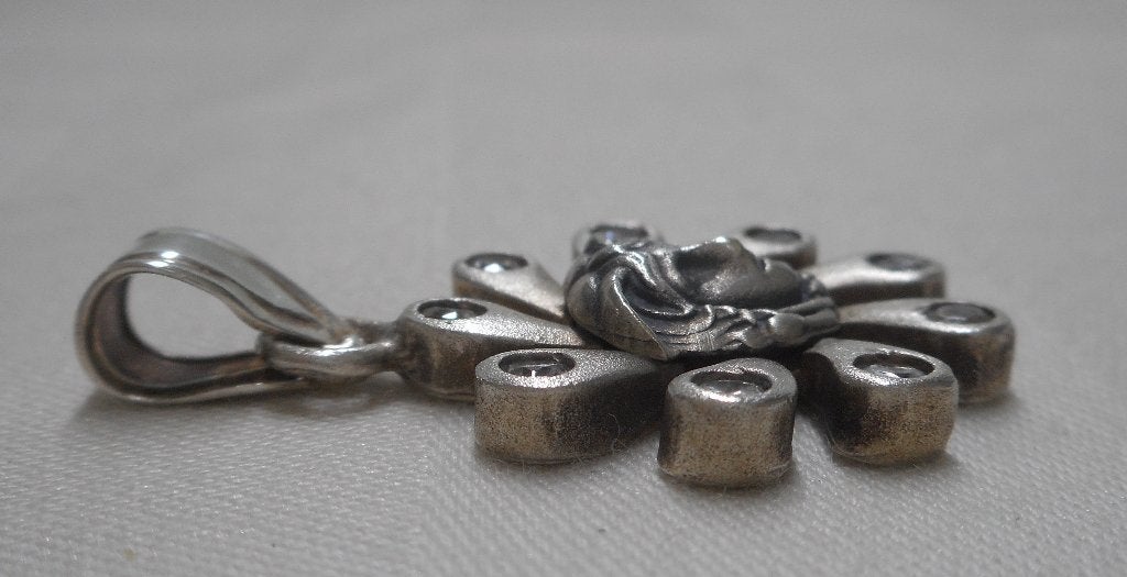 Prachtige zilveren hanger met Medusa en stenen nr.974, Verzenden, Zo goed als nieuw, Kruis of Symbool, Zilver