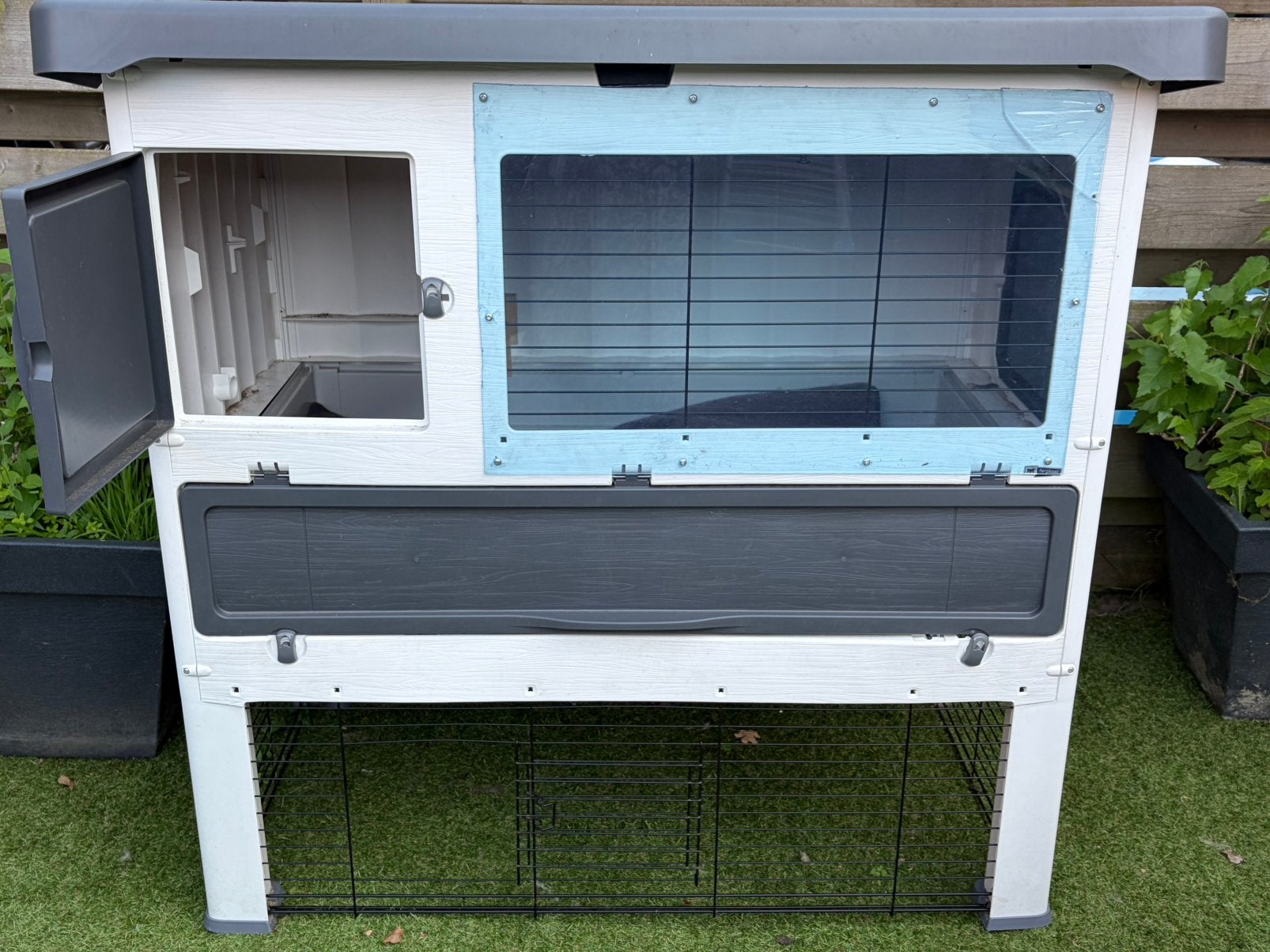 Konijnenhok, Dieren en Toebehoren, Knaagdieren en Konijnen | Hokken en Kooien, 110 cm of meer, Zo goed als nieuw, Hok, Ophalen