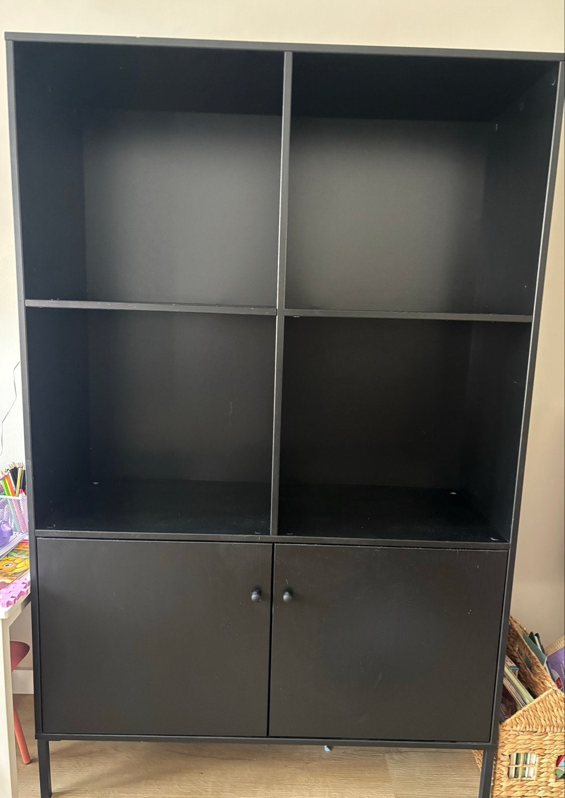 WOOOD Xam vitrinekast – zwart – 155  100  40 cm, Ophalen, Gebruikt, 50 tot 100 cm, 150 tot 200 cm