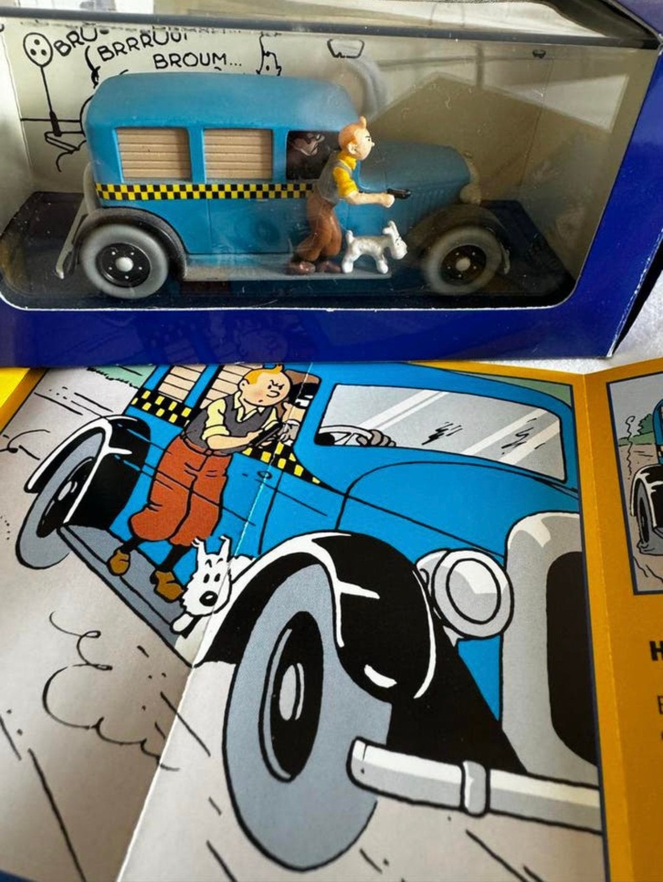 Kuifje auto 1:43 de checker taxi uit kuifje in amerika, Ophalen of Verzenden, Kuifje, Zo goed als nieuw, Beeldje of Figuurtje
