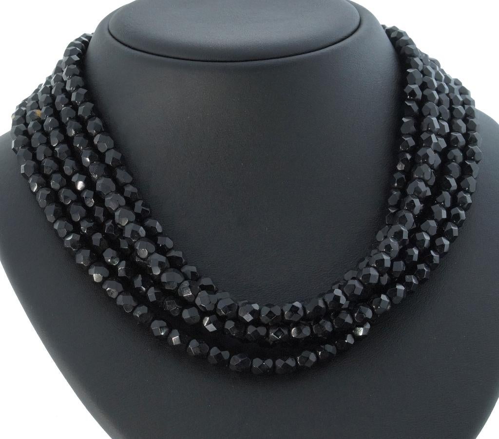 Gitten ketting antiek grote zilveren sluiting 5-strengs dame, Verzenden, Zilver, Ketting, Met edelsteen