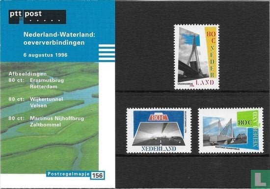 Postzegelmapje M156 Tunnels en Bruggen 1996 NL, Ophalen of Verzenden