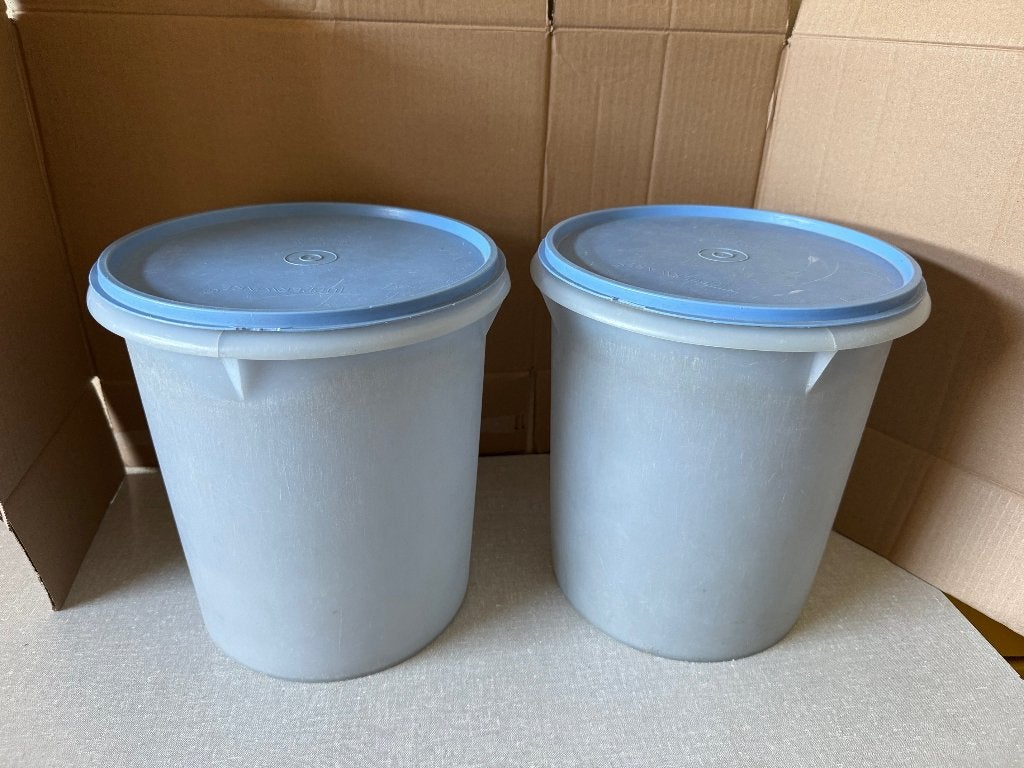 2 wasemmers van wasemmer TUPPERWARE klaar voor een 2de leven, Ophalen of Verzenden, Gebruikt, Blauw, Overige typen
