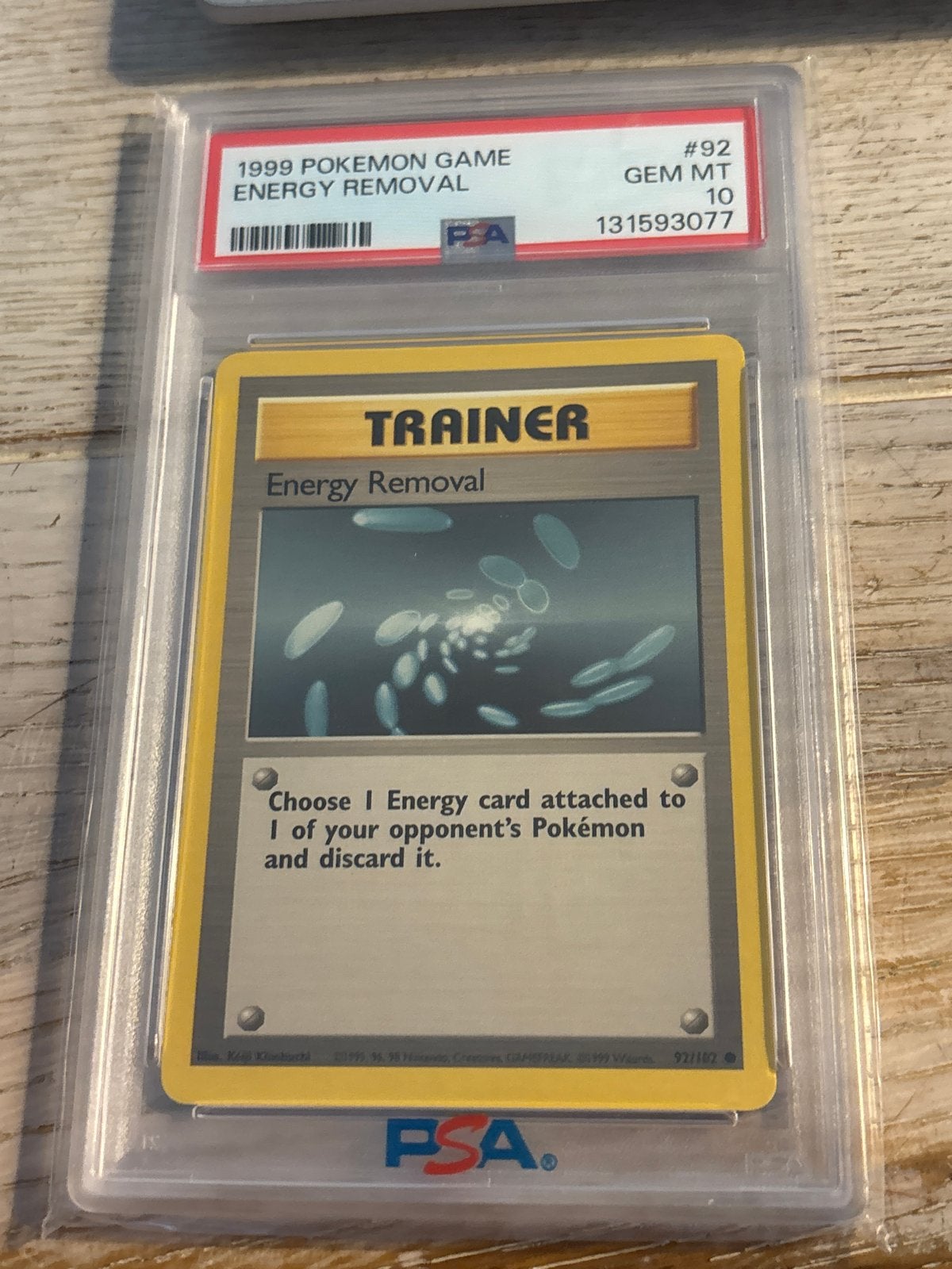 PSA 10 GEM MT 1999 Pokémon Energy Removal Trainer Kaart, Hobby en Vrije tijd, Verzamelkaartspellen | Pokémon, Ophalen of Verzenden