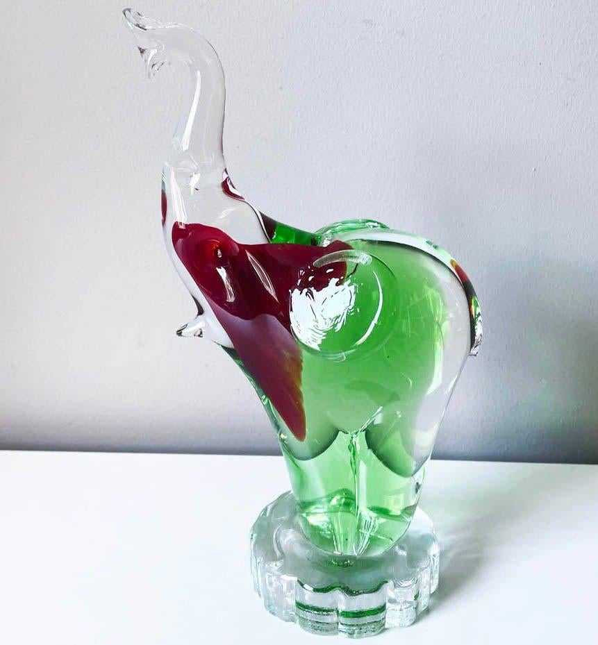Flinke Art Glas Olifant, Murano ? 24 cm., Ophalen of Verzenden