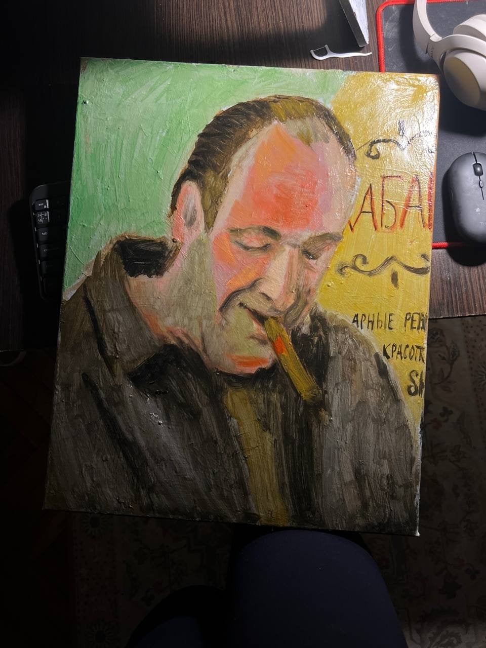 Handgemaakt schilderij Tony Soprano - 40 x 50cm, Handgeschilderd, Ophalen of Verzenden, Olieverf, Portret