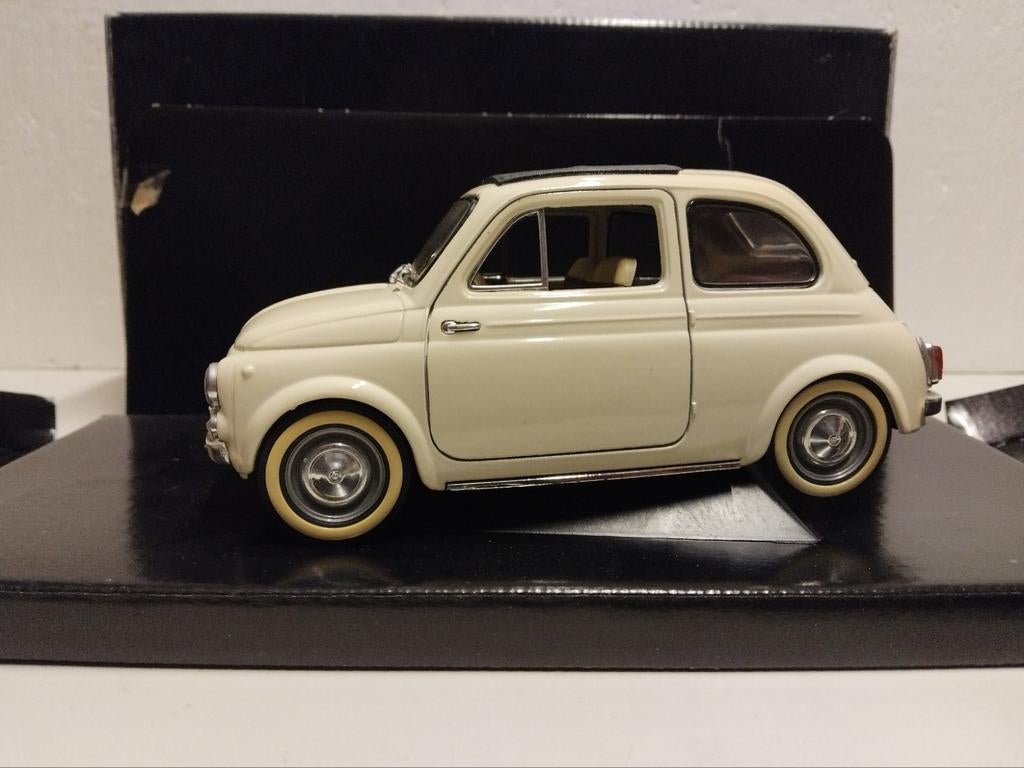 Fiat 500 open roof creme wit Solido metal 1:16 KRD, Ophalen of Verzenden, Zo goed als nieuw, Auto, Solido