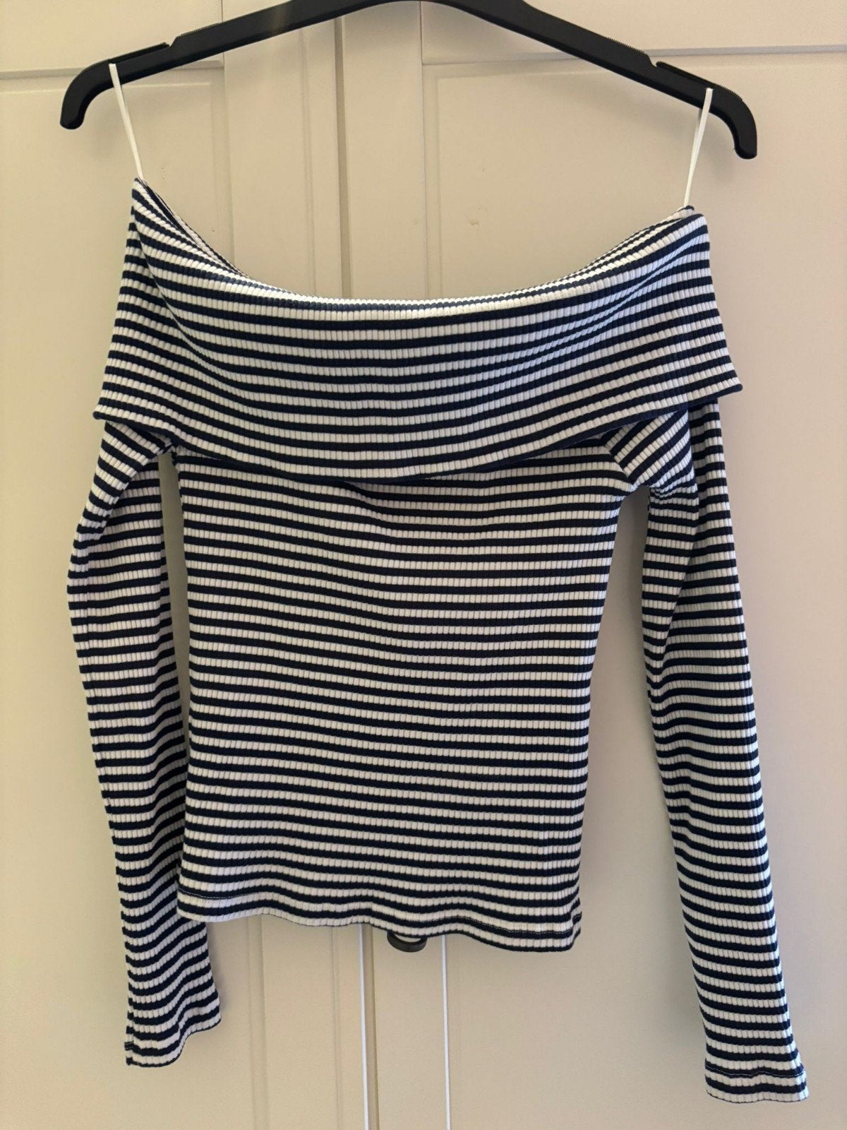 NIEUW! Bien Bleu gestreepte off-shoulder top maat XS/S, Blauw, Ophalen of Verzenden, Lange mouw, Maat 34 (XS) of kleiner