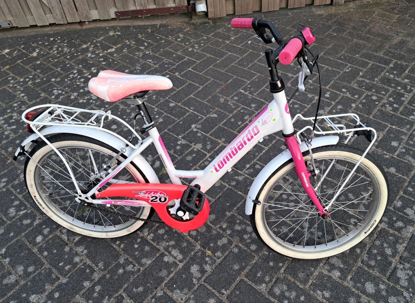 Roze kinderfiets met voordrager, Ophalen of Verzenden, Gebruikt, Minder dan 16 inch
