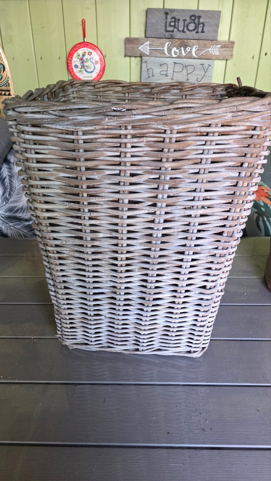 Hoge rieten mand 50 cm, Huis en Inrichting, Ophalen, Gebruikt, Mand, Riet